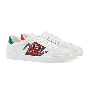Gucci Ace Snake Embroidered white trainers sneakers